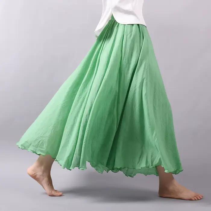 Jupe midi vintage en coton et lin