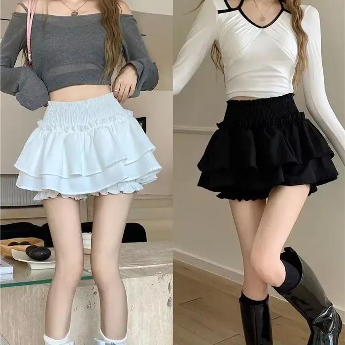 Mini jupe élastique taille haute pour femme