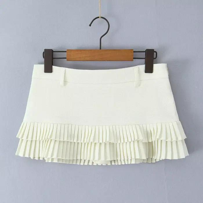 Mini jupe plissée taille basse pour femme