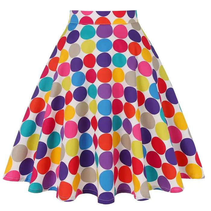 Jupe tunique vintage à pois pour femme
