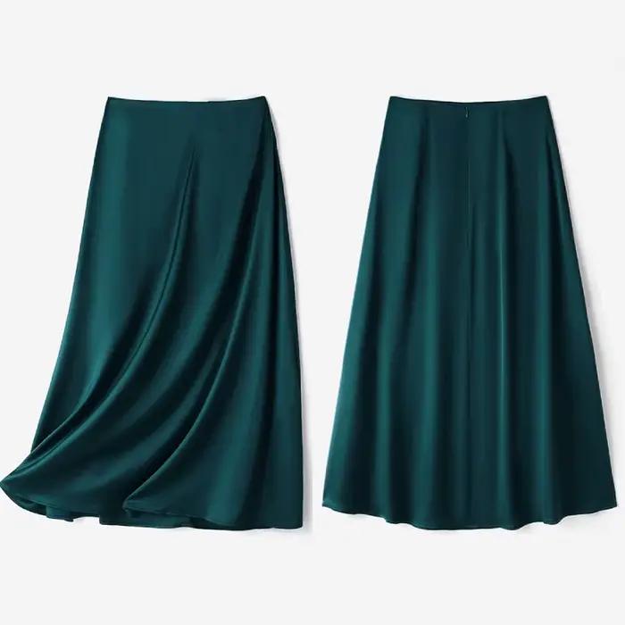 ZANZEA Jupes mi-longues élégantes en satin pour femmes