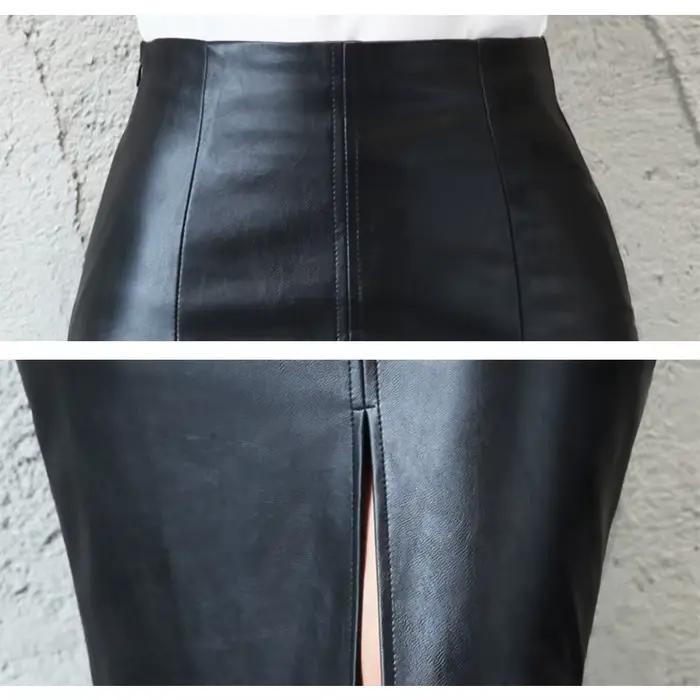 Jupe en cuir noir femmes automne Midi PU