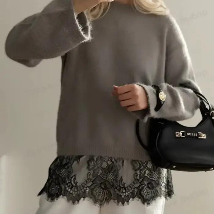 Mini-jupe sexy transparente en dentelle et résille