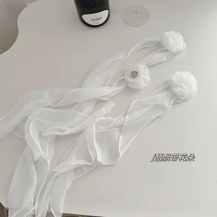 Robe en mousseline de soie blanche chic à plusieurs niveaux pour femmes