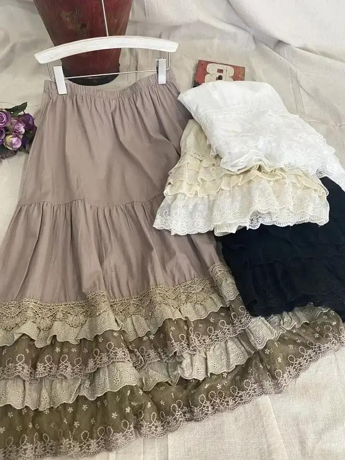 Mori Girl-Jupe en dentelle douce pour femme