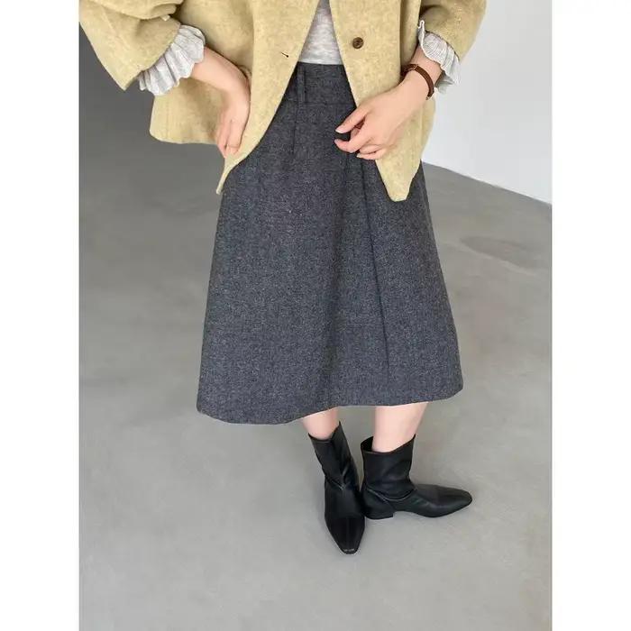 Jupe longue en laine Tweed