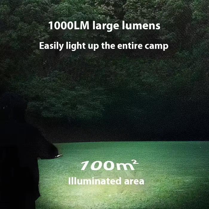 Lampe de camping LED pour tente, autonomie de 30h, fixation magnétique puissante, 3 modes de couleur, avertissement rouge, charge rapide USB-C