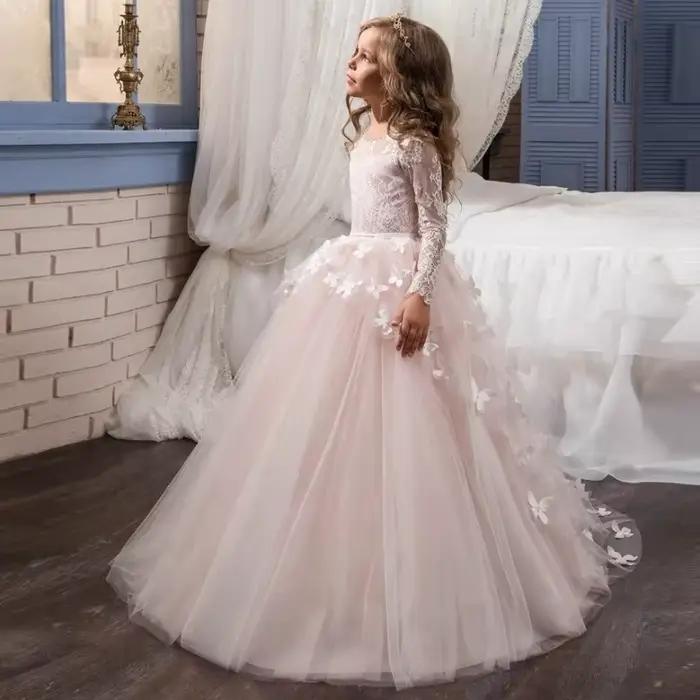 Robe de bal pour filles, robe de princesse bouffante, robe longue en tulle pour demoiselle d'honneur, soirée, mariage, récital de piano, fête, bal de promo
