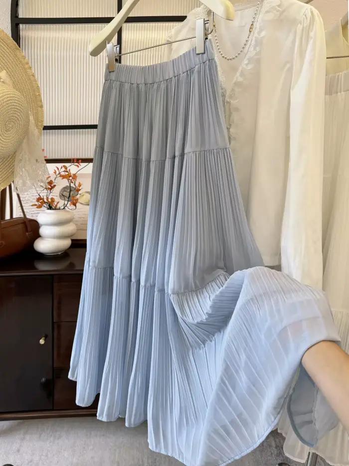 Jupe trapèze en mousseline de soie pour femmes