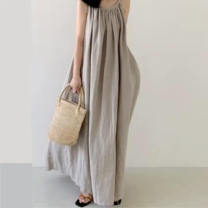 Robe Longue en Coton et Lin Précieux pour Femme