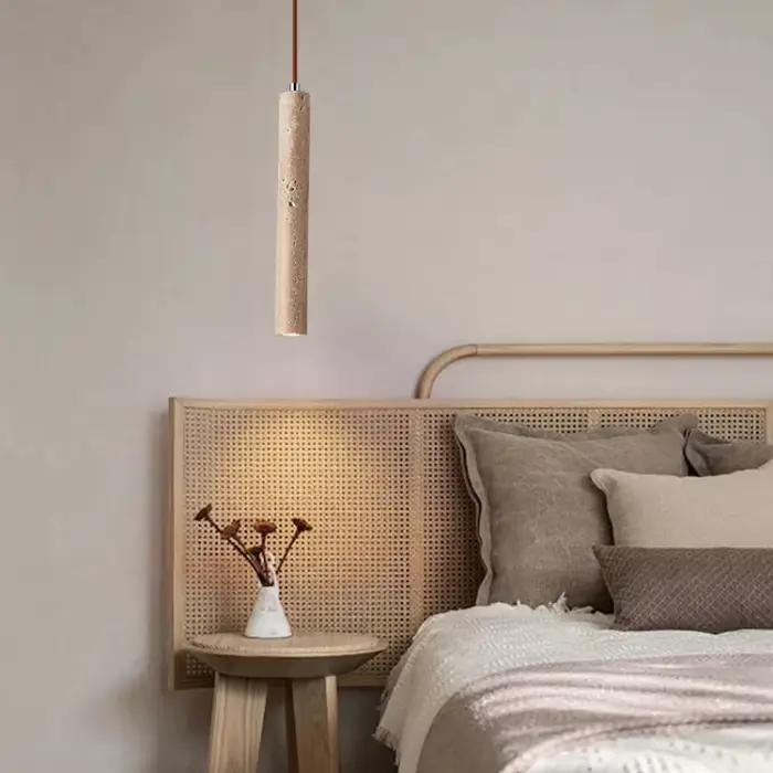 Lampe de plafond en bois à Tube Long, pendentif Led, Style japonais, vent silencieux, lustre de chevet pour chambre à coucher, rétro moderne G9 remplaçable