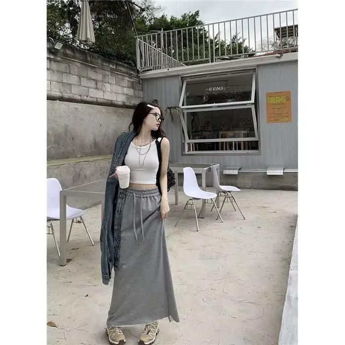 Jupe midi taille haute pour femme