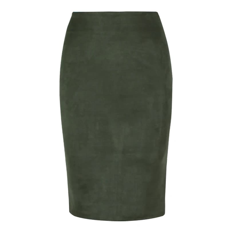 Jupe crayon en daim à taille haute pour femmes, jupes extensibles pour documents, vintage, printemps