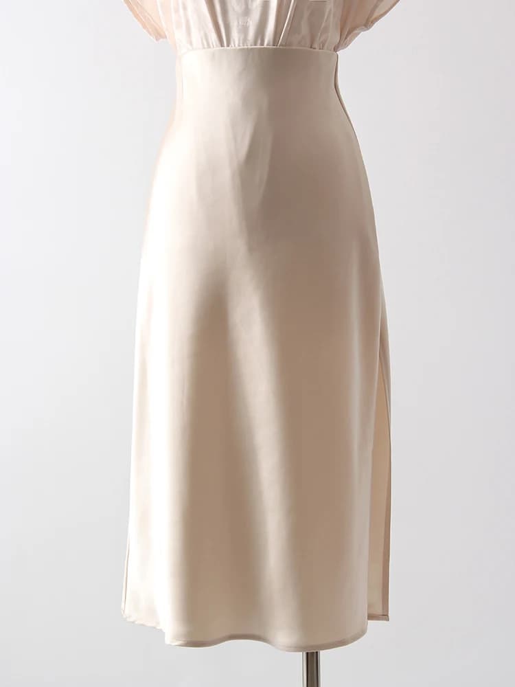 Jupes midi en satin pour femmes, luxueuses, d'été, noires, formelles, en soie, pour le bureau, avec 