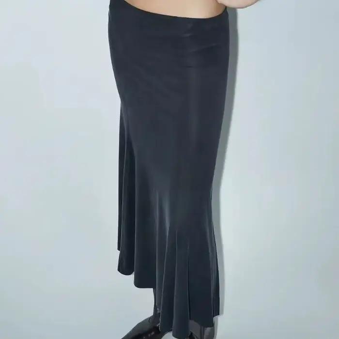 Pal25 nouvelle jupe mi-longue en tricot élastique pour femmes pour le printemps et l'automne