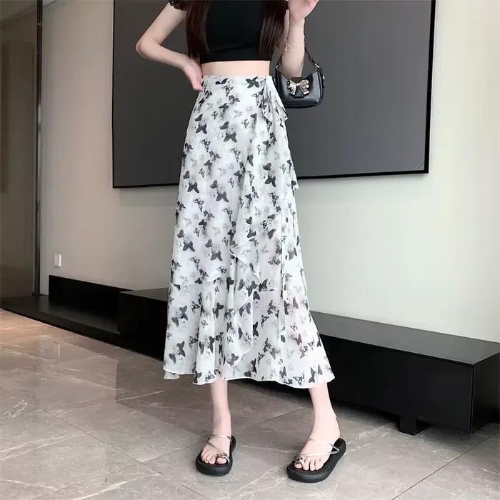 Jupe florale à volants originale de l'atelier Jia Shu, romantique, tendance et élégante, une jupe de