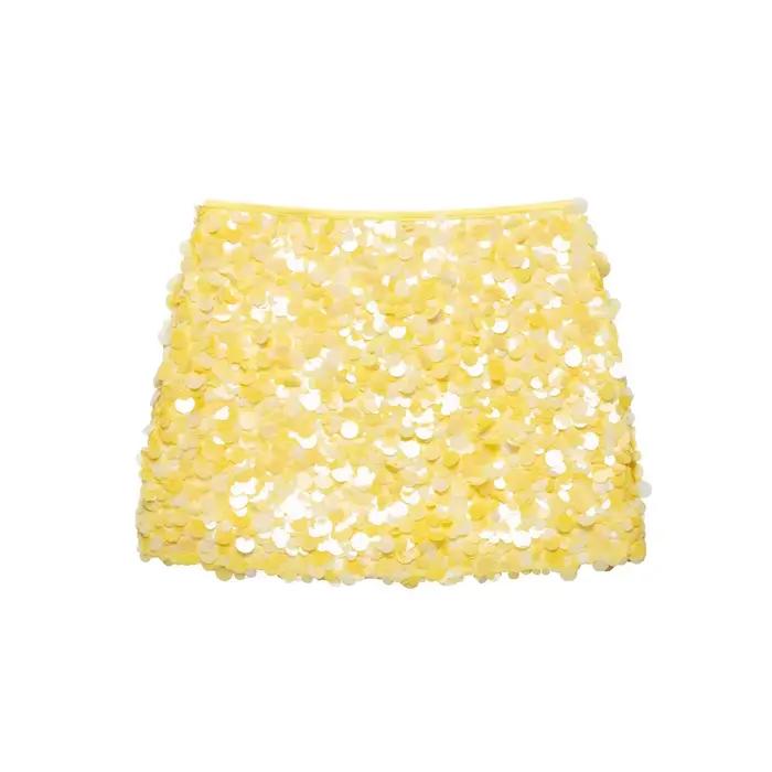 Jupe Courte Élégante à Paillettes HH pour Femme, Fermeture Éclair Latérale, Coupe Ajustée, Jupe Tend