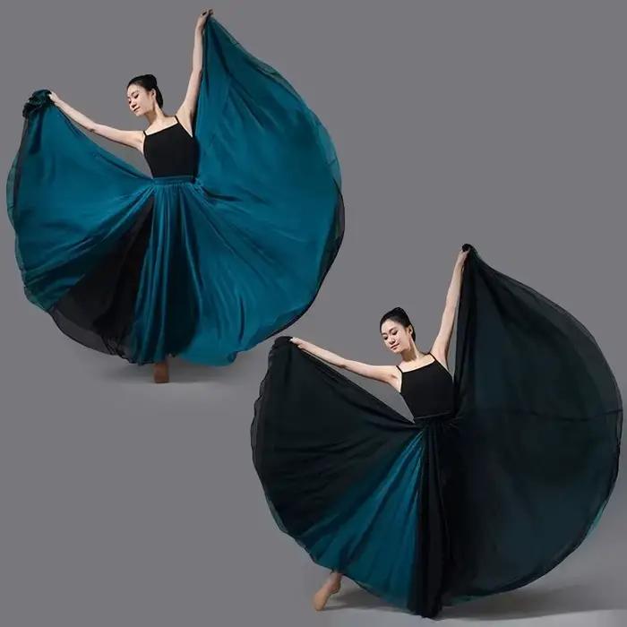 Jupe de danse classique à double couche avec rotation à 720 degrés, jupe de danse décontractée éléga
