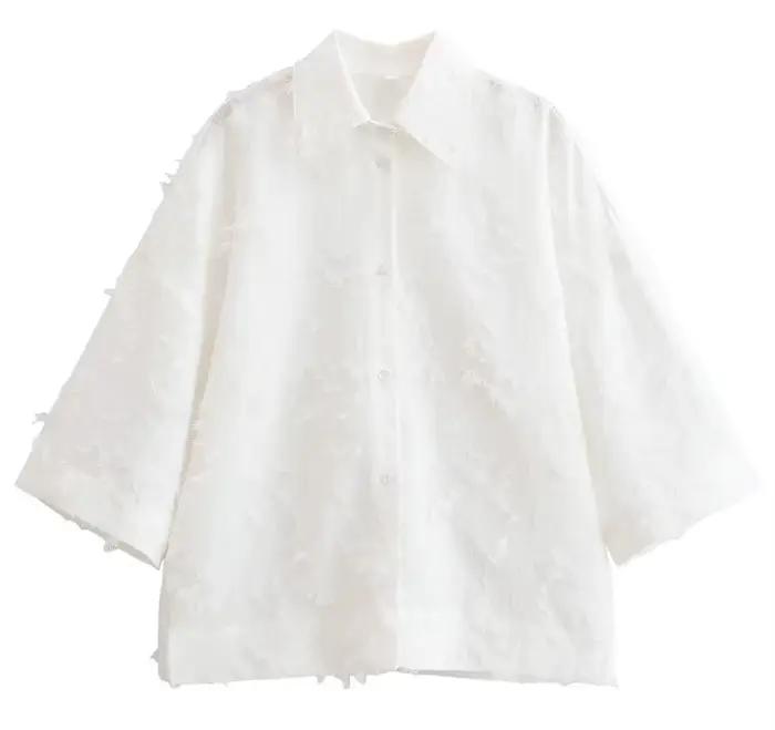 Chemise élégante jupe 2 pièces ensemble femmes 2025 été revers à manches longues chemise ample taill
