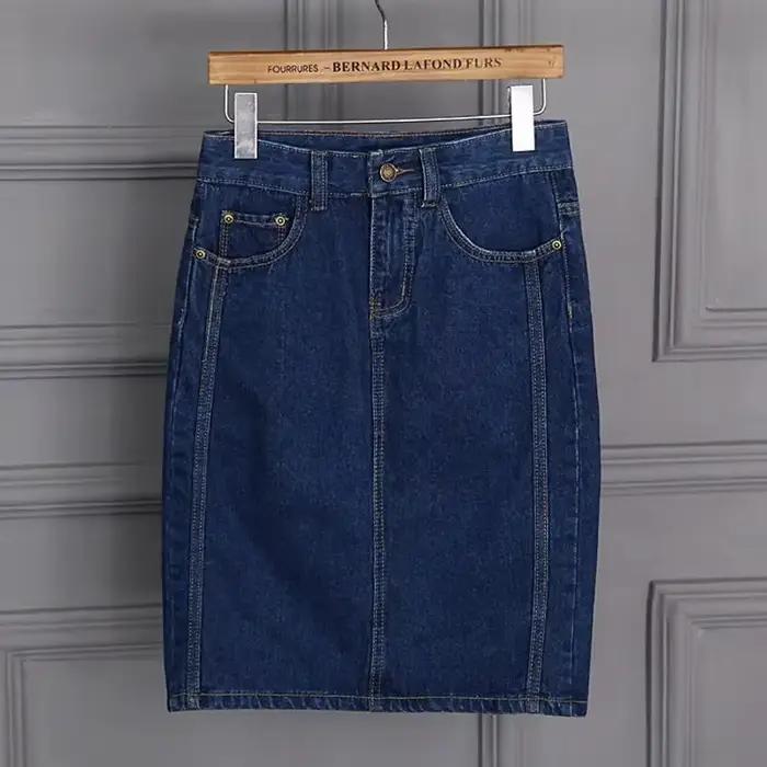 Jupes pour femmes Midi Denim jusqu'aux genoux longueur femmes jupe décontracté tendance une ligne St