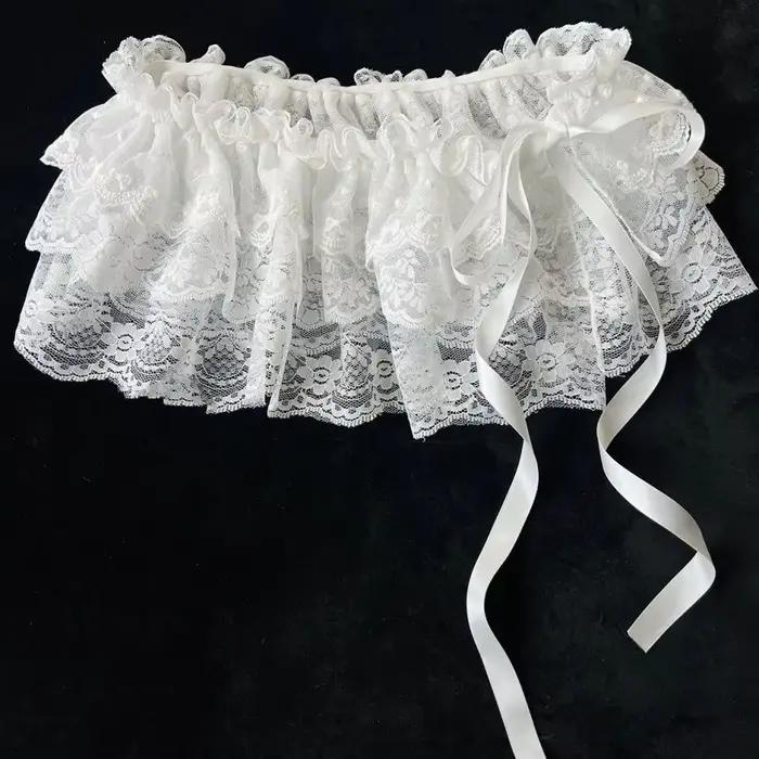 Coréen Ins blogueur Unique dentelle couches gaze jupes dentelle garniture a-ligne courte tissu Mini