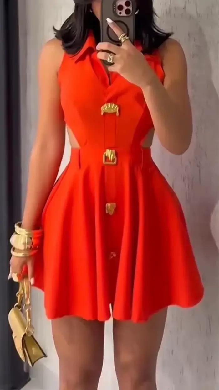 HBLL femmes jupes courtes élégantes boucle en métal boutonné vêtements d'extérieur formels dames che