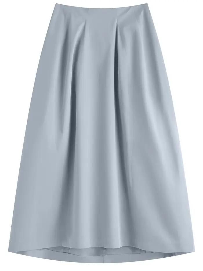 FSLE 2025 Jupe mi-longue à fleurs aérées pour femme d'été – Taille haute, ligne A et mousseline tran