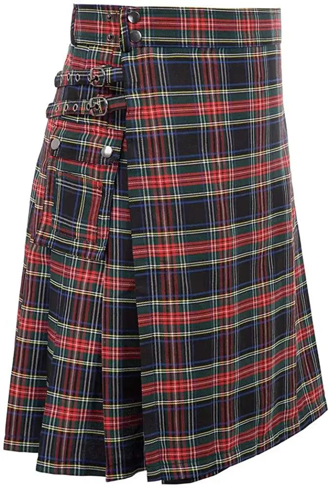 Jupe à boucle Vintage de Style écossais pour hommes et femmes, jupes de spectacle sur scène plissées