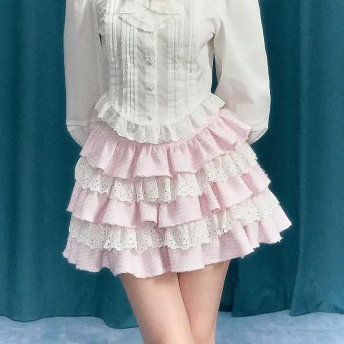 Gaono Lolita Kawaii jupe femmes adolescente douce mignonne à volants couches Mini jupe Y2K taille ha