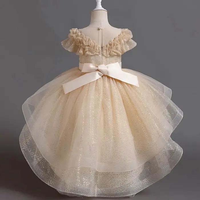 Robe longue élégante nouvelle princesse robes pour filles enfants Piano Recital robe hôte Pageant te