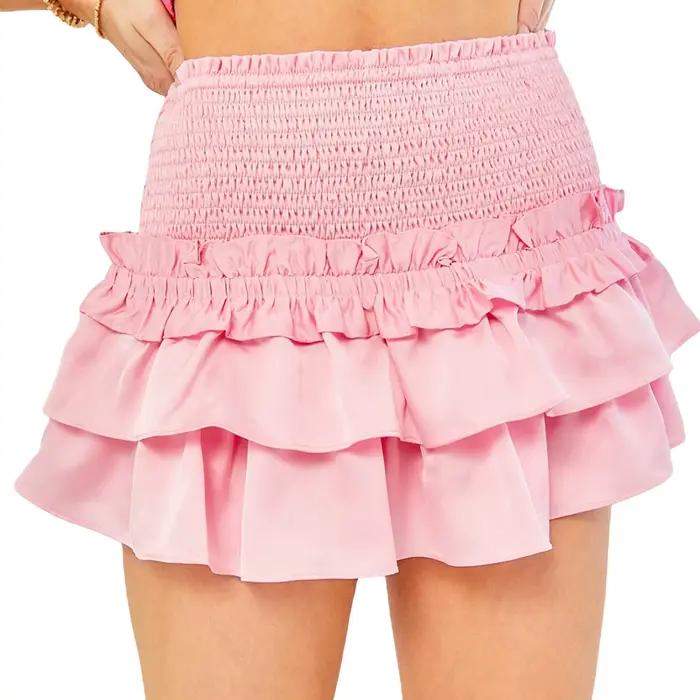 Jupes courtes à volants à plusieurs niveaux pour femmes, mini jupes superposées, fluide, mignon, doc