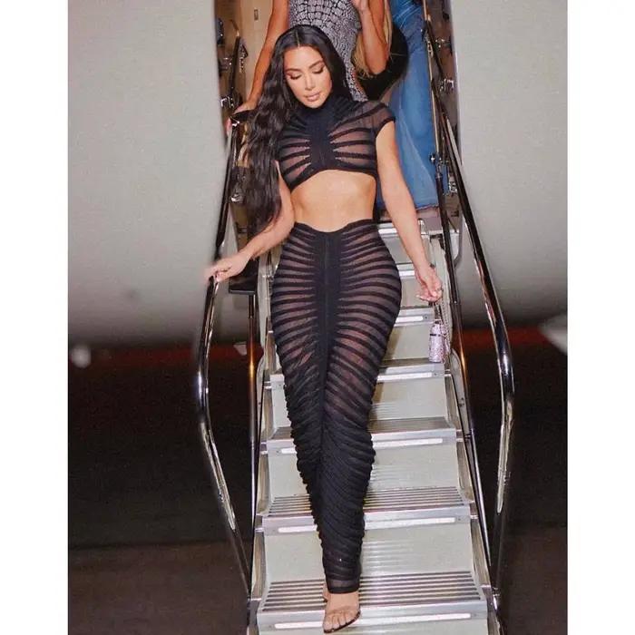Ensemble 2 pièces en maille avec jupe longue pour femmes, vêtements d'été, mode de créateur, robe se
