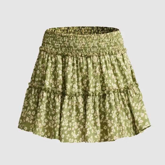 Jupe-culotte taille haute extensible pour femme, coupe trapèze, avec doublure, style jupe à revers t