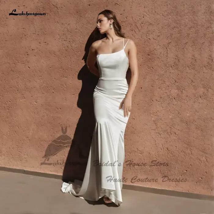 Yanshmigown-Robe de Mariée Fourreau Sexy en Satin Doux, Patients de Plage, Quelle que soit la Récept