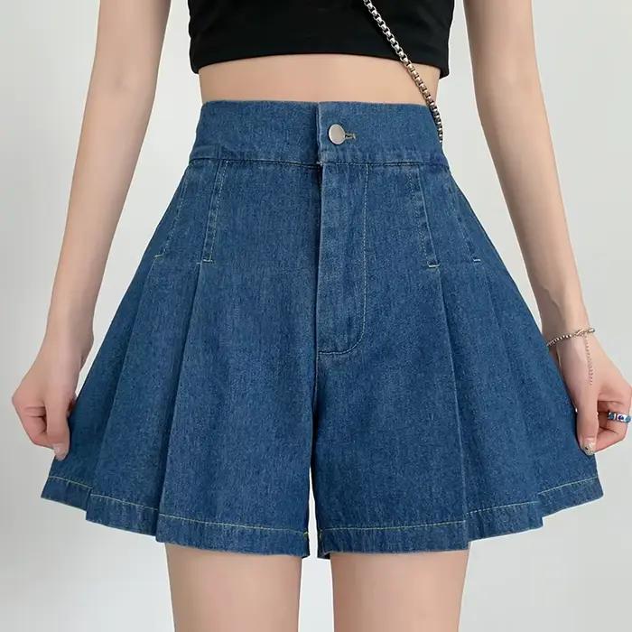 2025 été grande taille Denim Shorts jupes femmes ample décontracté jambe large jean pantalons courts