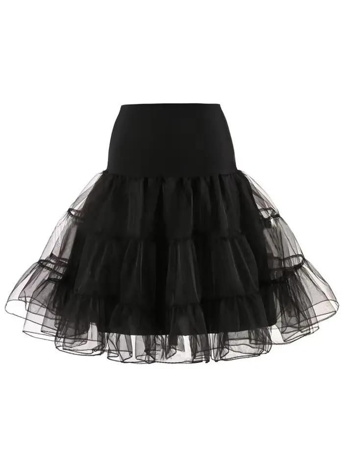 Tonval plissé Vintage Voile sous-jupe Ballet Tutu jupes pour femmes 50s rétro jupe mariage élégant f