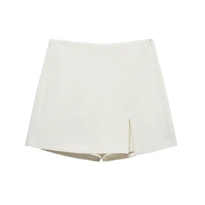 Jupe-short taille haute pour femme avec fente avant et fermeture éclair latérale, jupe-short unie te