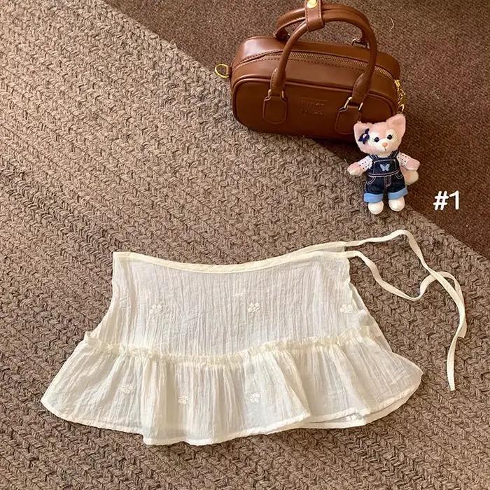 Demi-jupe en dentelle de Style coréen pour femmes, sous-jupe transparente en maille superposée, jupe