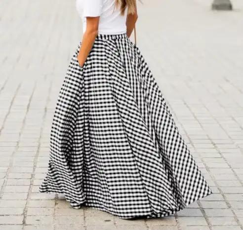 Mode jupe élégante pour les femmes décontracté taille haute jupes longues amples femme vacances fête