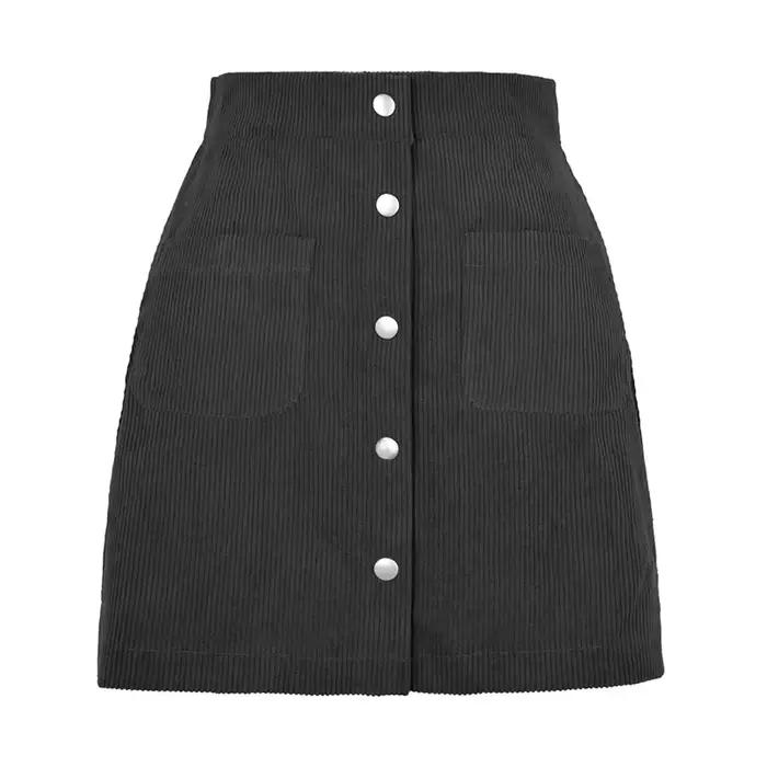 Jupe courte femme automne hiver nouvelle mode taille haute bouton décoration Mini jupe Vintage velou