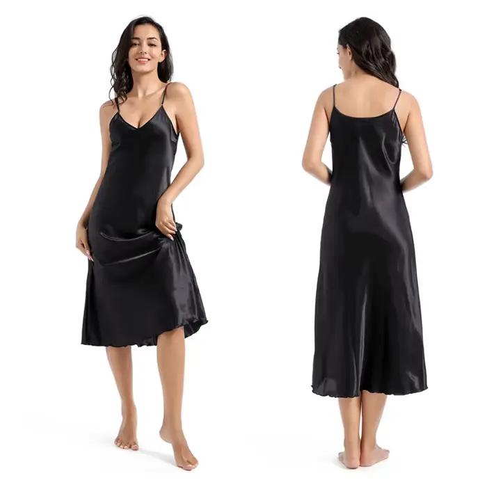 Chemise de nuit à bretelles pour femmes, chemise de nuit longue, vêtements de salon, vêtements de nu
