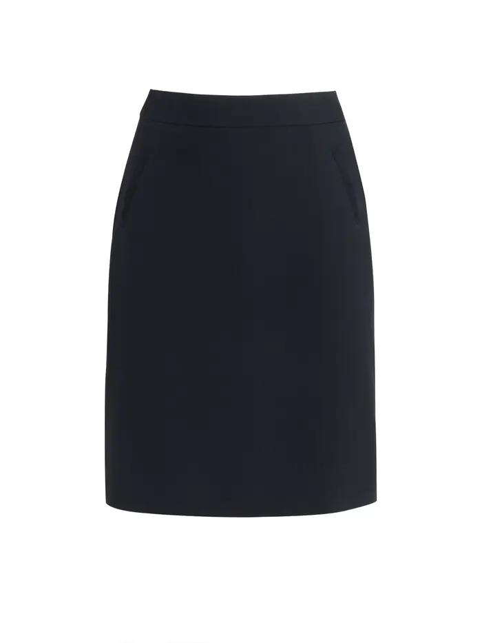 Jupe midi pour femme, taille haute, coupe droite, ligne A, avec poches, noire, décontractée, pour le