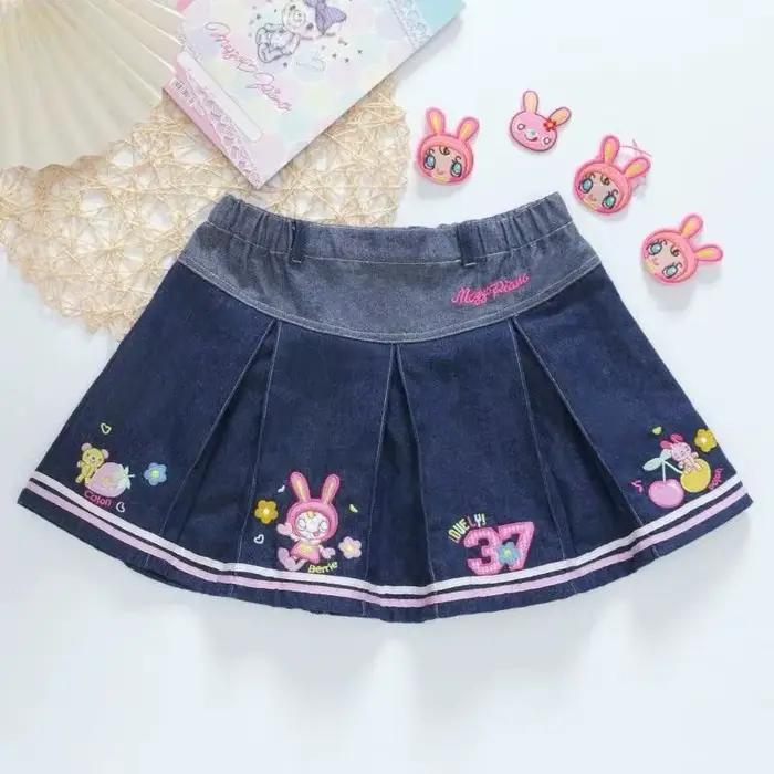 Denim Mini jupes 2025 Faldas Mujer De Moda mignon a-ligne douce Jupe été Chic Saia dessin animé brod