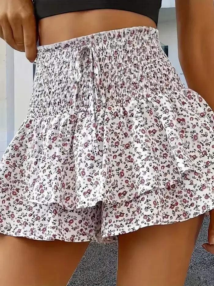 Jupe courte décontractée à imprimé Floral pour femmes, Mini jupe plissée taille haute, Vintage, mode