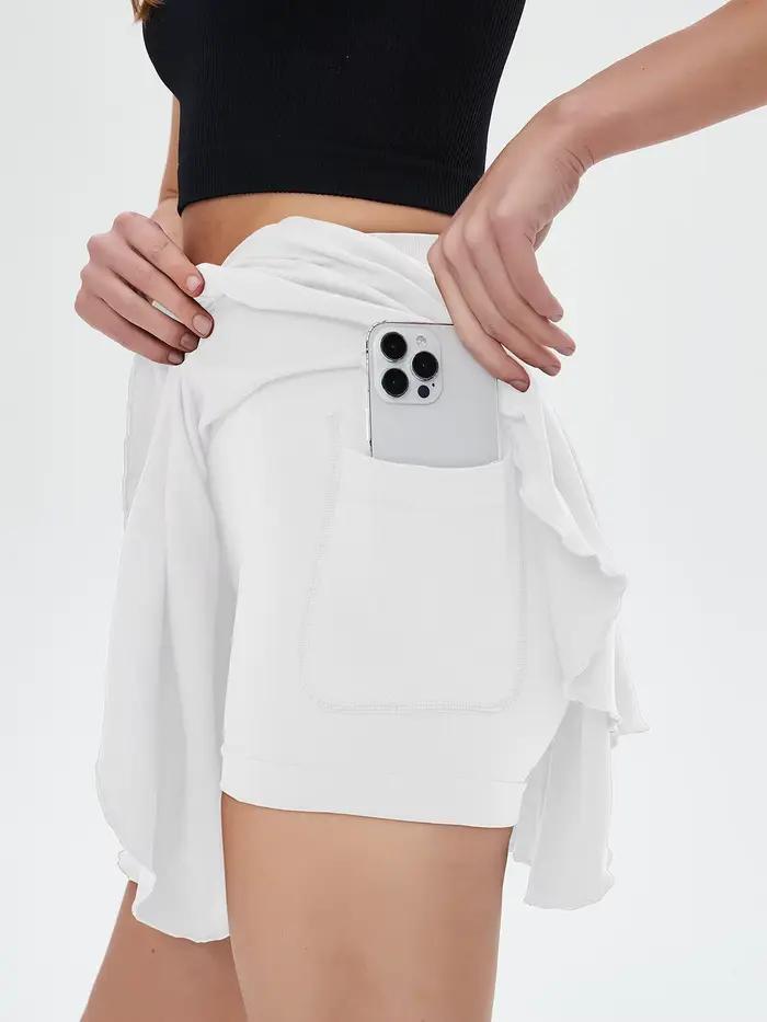Jupe courte de sport taille haute CZGUKE pour femme avec ceinture et poche de sécurité, respirante,