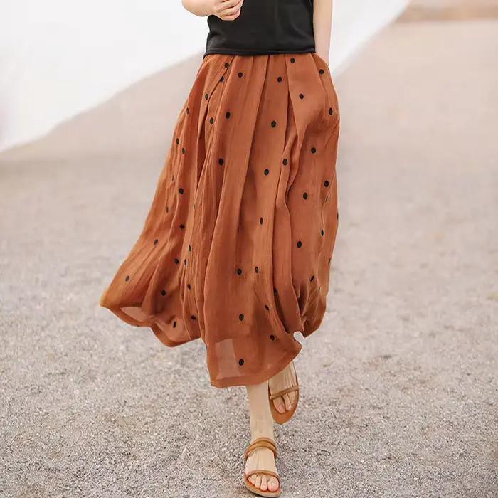 Jupe femme brodée à pois longues jupes Maxi pour femmes Chic et élégant Y2k Vintage vêtements tendan