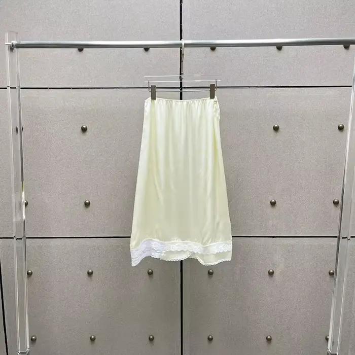 Jupe mi-longue femme à empiècements en dentelle, jupe trapèze taille basse, jupe midi décontractée e