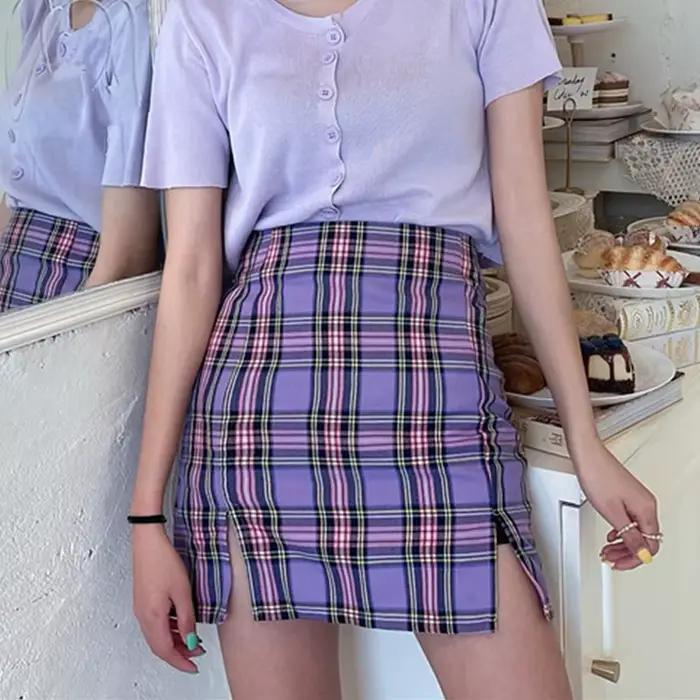 2025 femmes jupe mignonne avec fermeture éclair femme Chic jupes Sexy filles jupe à carreaux jupe à