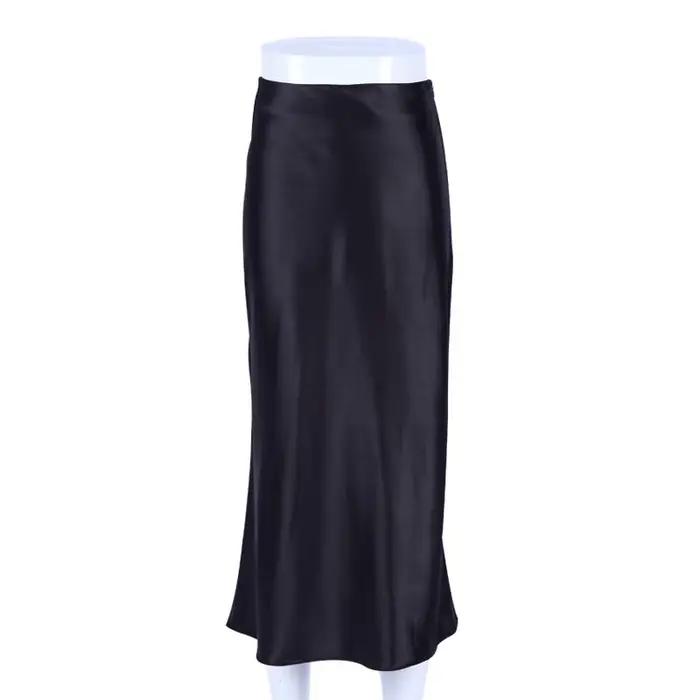 2025 élégant solide violet Satin soie jupe femmes taille haute été jupe longue nouvelles dames burea