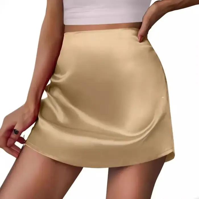 Mini jupe trapèze en satin, sexy, tendance, extensible, fête, 2024